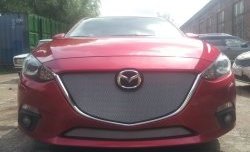 Нижняя сетка на бампер Russtal (хром) Mazda 3/Axela BM дорестайлинг, хэтчбэк (2013-2016)