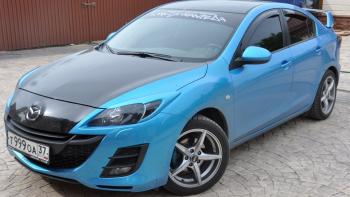 1 859 р. Реснички на фары MV-Tuning  Mazda 3/Axela  BL (2009-2013) дорестайлинг седан, дорестайлинг, хэтчбэк 5 дв., рестайлинг седан, рестайлинг, хэтчбэк (Неокрашенные)  с доставкой в г. Москва. Увеличить фотографию 1