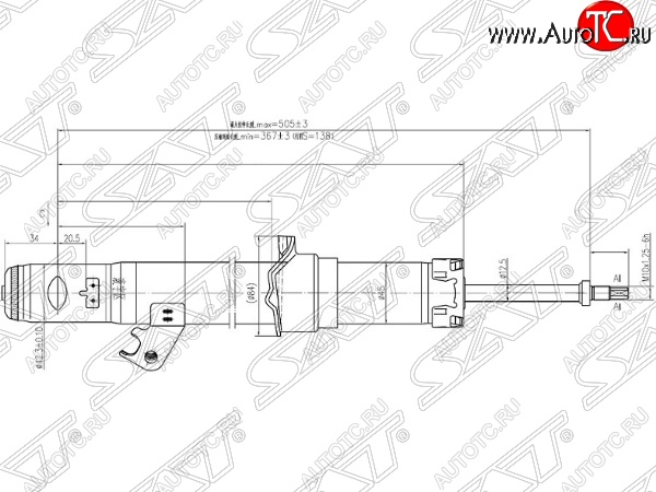 2 599 р. Левый амортизатор передний SAT  Mazda 6 ( GG,  GG, GY) - Atenza  GG  с доставкой в г. Москва