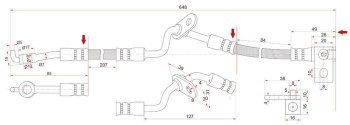 Тормозной шланг SAT (правый) Mazda Atenza GG лифтбэк дорестайлинг (2002-2005)