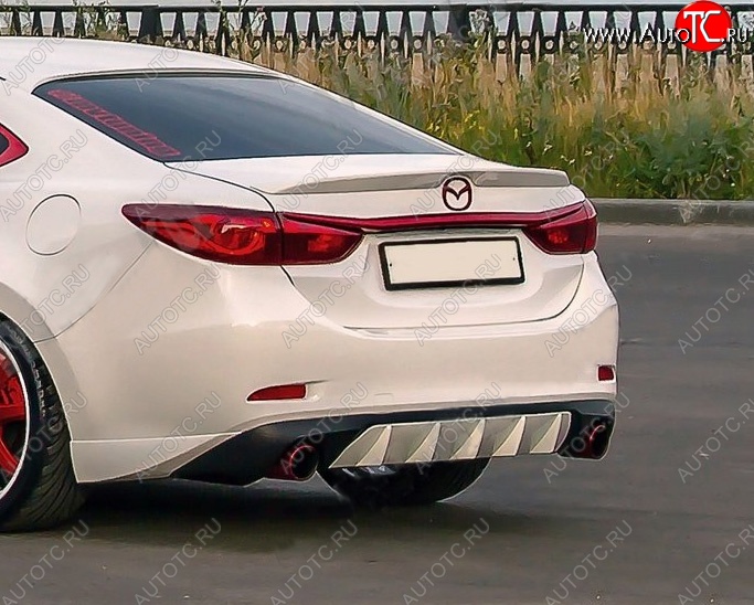 10 899 р. Диффузор заднего бампера Sport v4  Mazda 6  GJ (2015-2018) 1-ый рестайлинг седан (Неокрашенная)  с доставкой в г. Москва