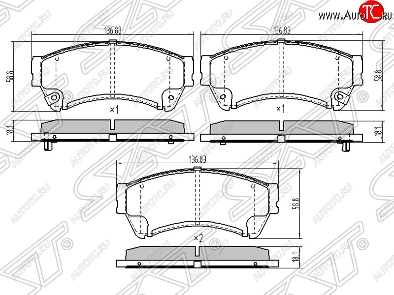 1 379 р. Колодки тормозные SAT (передние) Mazda 6 GH дорестайлинг седан (2007-2010)  с доставкой в г. Москва