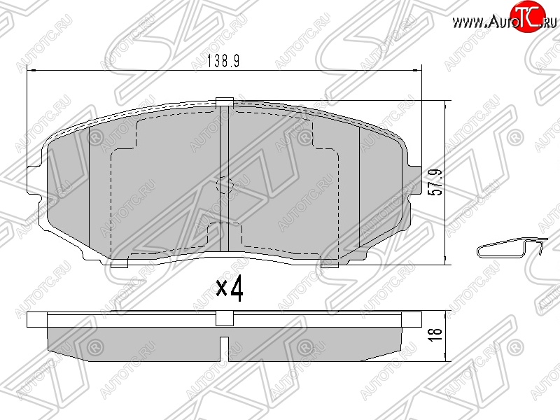 1 399 р. Колодки тормозные SAT (передние)  Mazda Bongo  Friendee - CX-9  TB  с доставкой в г. Москва