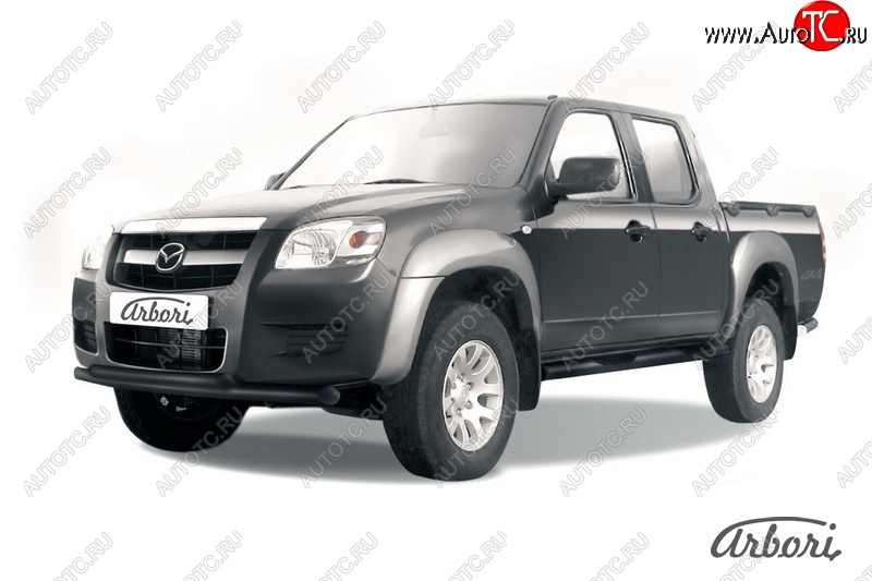 7 703 р. Защита переднего бампера Arbori (черная, 2 трубы d57 и 57 mm) Mazda BT-50 (2006-2011)  с доставкой в г. Москва