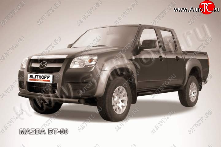 10 499 р. защита переднего бампера Slitkoff Mazda BT-50 (2006-2011) (Цвет: серебристый)  с доставкой в г. Москва