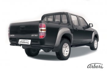 Защита заднего бампера Arbori (уголки, черная, 1 труба d76 mm). Mazda BT-50 (2006-2011)