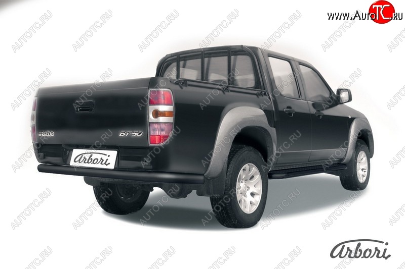 7 019 р. Защита заднего бампера Arbori (черная, 1 труба d76 mm). Mazda BT-50 (2006-2011)  с доставкой в г. Москва