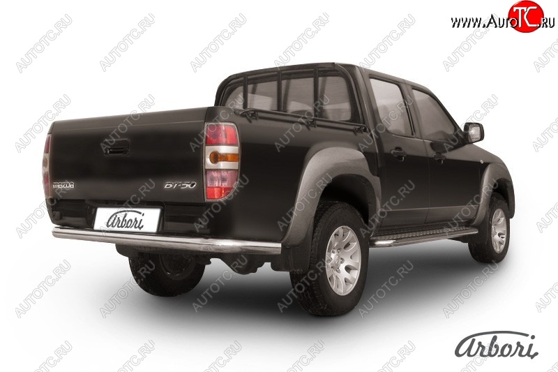 13 319 р. Защита заднего бампера Arbori (нержавейка, 1 труба d76 mm). Mazda BT-50 (2006-2011)  с доставкой в г. Москва