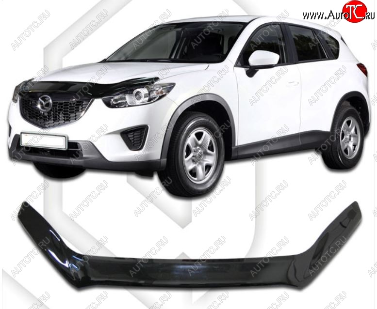 2 199 р. Дефлектор капота CA-Plastiс exclusive  Mazda CX-5  KE (2011-2017) дорестайлинг, рестайлинг (Classic черный, Без надписи)  с доставкой в г. Москва