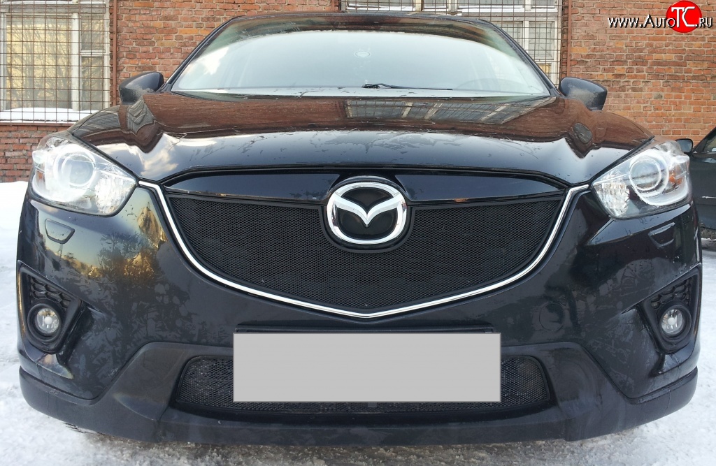 2 299 р. Нижняя сетка на бампер Russtal (черная) Mazda CX-5 KE дорестайлинг (2011-2014)  с доставкой в г. Москва