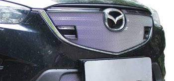 1 639 р. Защитная сетка на решетку радиатор Russtal  Mazda CX-5  KE (2015-2017) рестайлинг (чёрная, без выреза под парктронник)  с доставкой в г. Москва. Увеличить фотографию 2