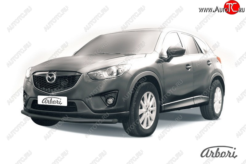 7 019 р. Защита переднего бампера Arbori (черная, 1 труба d57 mm). Mazda CX-5 KE дорестайлинг (2011-2014)  с доставкой в г. Москва