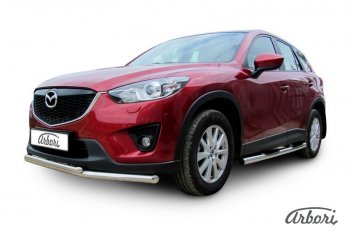 15 182 р. Защита переднего бампера Arbori (нержавейка, 2 трубы d57 и 42 mm) Mazda CX-5 KE дорестайлинг (2011-2014)  с доставкой в г. Москва. Увеличить фотографию 2