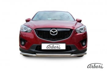 15 182 р. Защита переднего бампера Arbori (нержавейка, 2 трубы d57 и 42 mm) Mazda CX-5 KE рестайлинг (2015-2017)  с доставкой в г. Москва. Увеличить фотографию 1