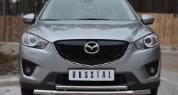 16 849 р. Защита переднего бампера (2 трубыØ63 и 42 мм, нержавейка) SLITKOFF  Mazda CX-5  KE (2011-2017) дорестайлинг, рестайлинг  с доставкой в г. Москва. Увеличить фотографию 1