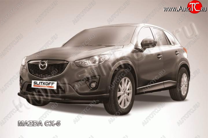 11 899 р. Защита переднего бампер Slitkoff Mazda CX-5 KE дорестайлинг (2011-2014) (Цвет: серебристый)  с доставкой в г. Москва