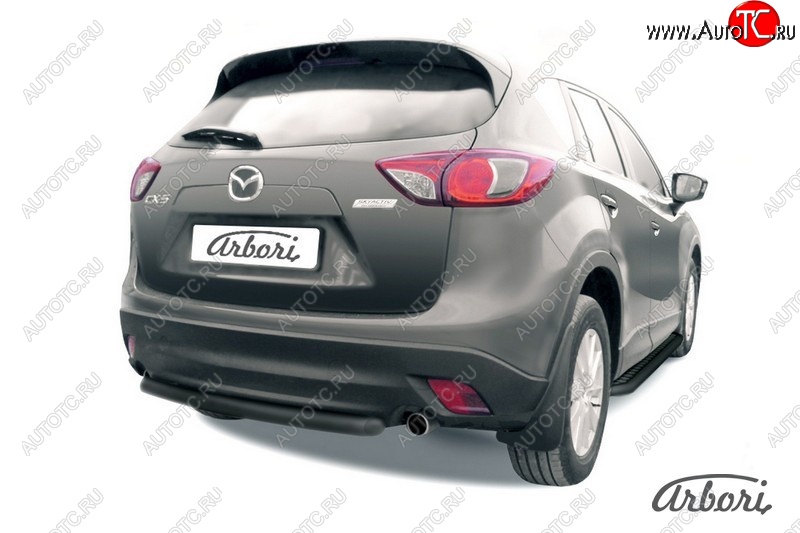 7 019 р. Защита заднего бампера Arbori (короткая, черная, 1 труба d57 mm). Mazda CX-5 KE дорестайлинг (2011-2014)  с доставкой в г. Москва