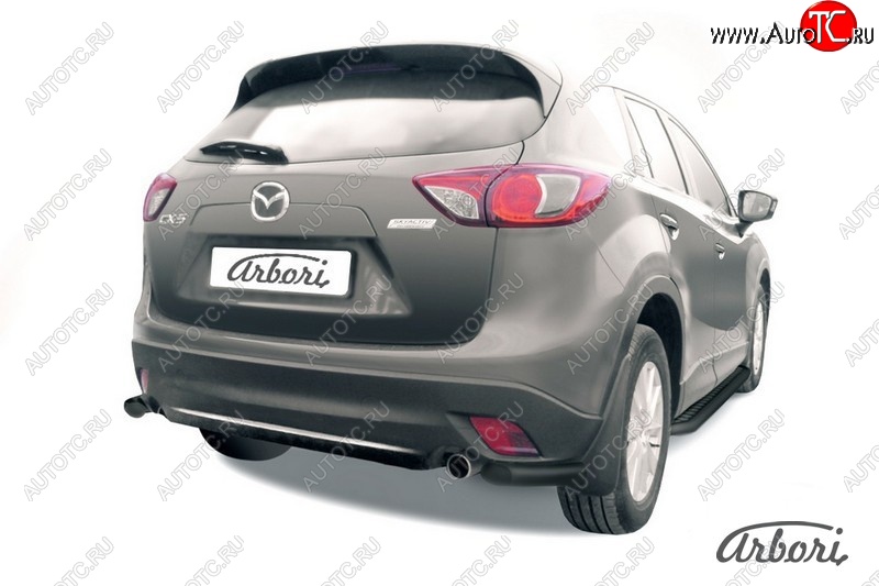 7 019 р. Защита заднего бампера Arbori (уголки, черная, 1 труба d57 mm). Mazda CX-5 KE дорестайлинг (2011-2014)  с доставкой в г. Москва