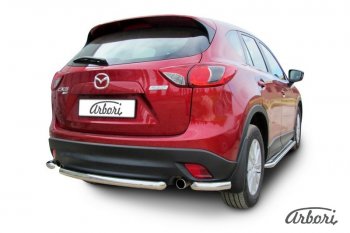 17 299 р. Защита заднего бампера Arbori (короткая, нержавейка, 1 труба d57 mm). Mazda CX-5 KE дорестайлинг (2011-2014)  с доставкой в г. Москва. Увеличить фотографию 2