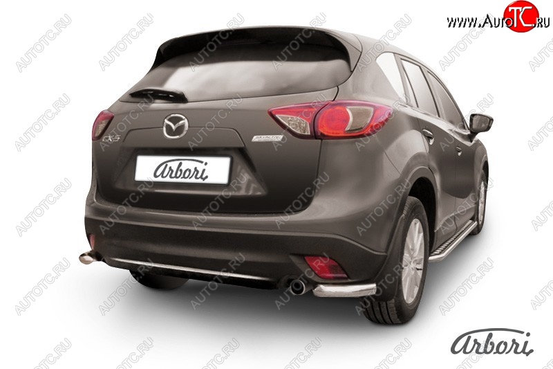 3 099 р. Защита заднего бампера Arbori (нержавейка, 1 труба d57 mm). Mazda CX-5 KE дорестайлинг (2011-2014)  с доставкой в г. Москва