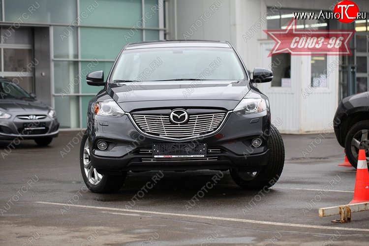 8 504 р. Декоративный элемент решетки радиатора Souz-96 (d10) Mazda CX-9 TB дорестайлинг (2007-2009)  с доставкой в г. Москва