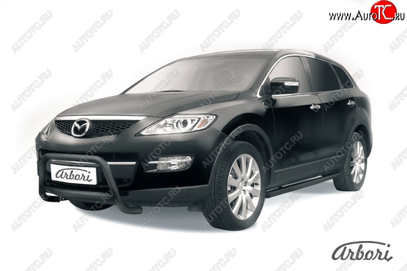 15 839 р. Защита переднего бампера Arbori (низкая, черная, 1 труба d57 mm). Mazda CX-9 TB дорестайлинг (2007-2009)  с доставкой в г. Москва