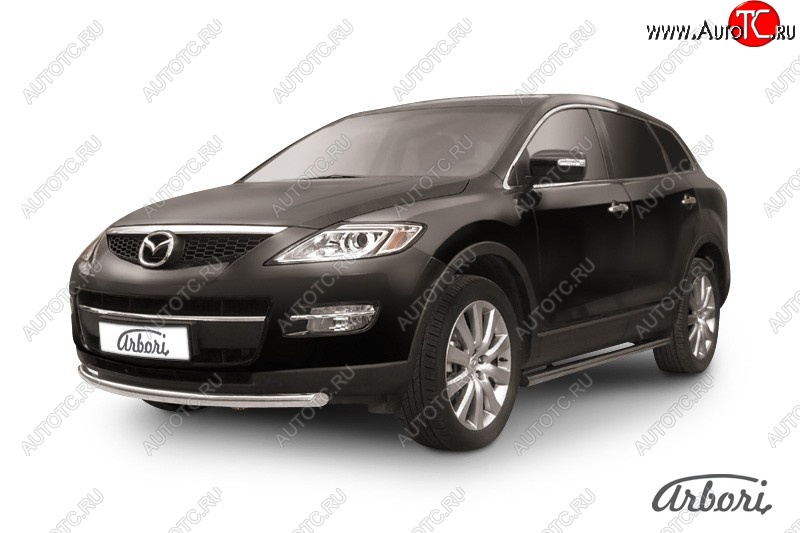 11 609 р. Защита переднего бампера Arbori (нержавейка, 1 труба d57 mm). Mazda CX-9 TB дорестайлинг (2007-2009)  с доставкой в г. Москва