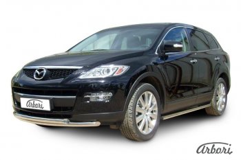 20 999 р. Защита переднего бампера Arbori (нержавейка, 2 трубы d57 и 57 mm) Mazda CX-9 TB дорестайлинг (2007-2009)  с доставкой в г. Москва. Увеличить фотографию 2