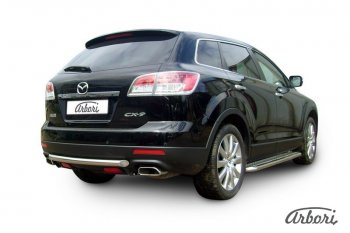 8 999 р. Защита заднего бампера Arbori (короткая, нержавейка, 1 труба d57 mm). Mazda CX-9 TB дорестайлинг (2007-2009)  с доставкой в г. Москва. Увеличить фотографию 2