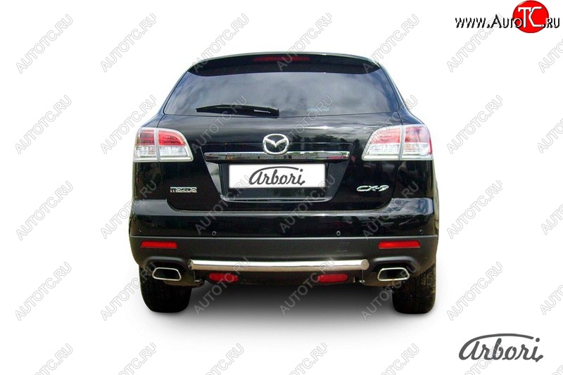 8 999 р. Защита заднего бампера Arbori (короткая, нержавейка, 1 труба d57 mm). Mazda CX-9 TB дорестайлинг (2007-2009)  с доставкой в г. Москва