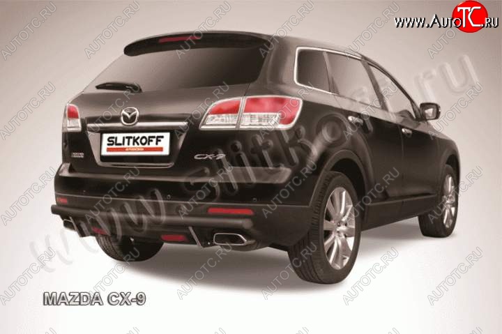 7 599 р. Защита задняя Slitkoff  Mazda CX-9  TB (2007-2009) дорестайлинг (Цвет: серебристый)  с доставкой в г. Москва