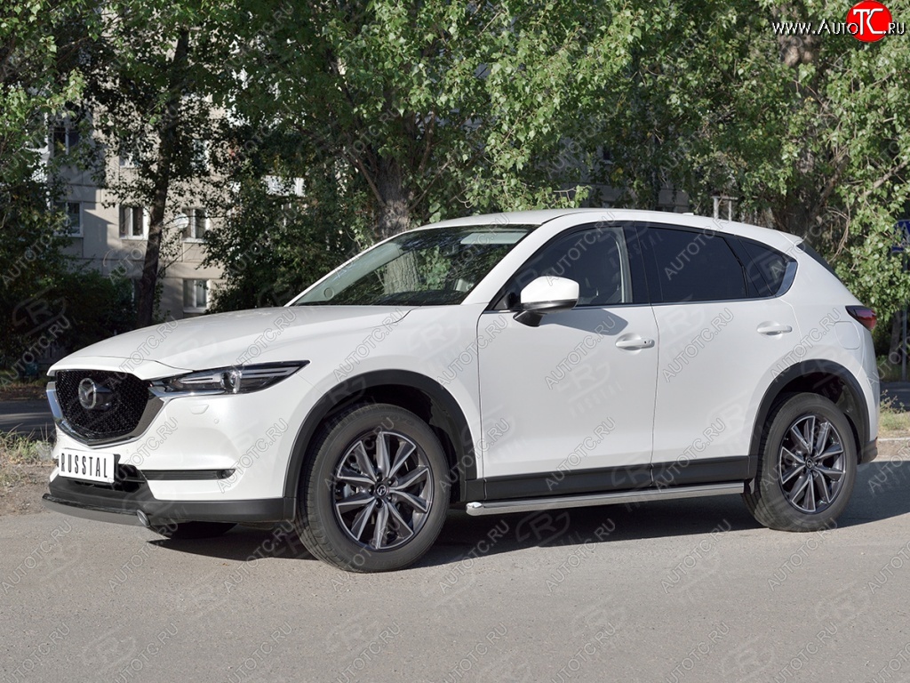 14 999 р. Защита переднего бампера из овальной трубы диаметром 75x42 мм Russtal Mazda CX-5 KF (2016-2025)  с доставкой в г. Москва