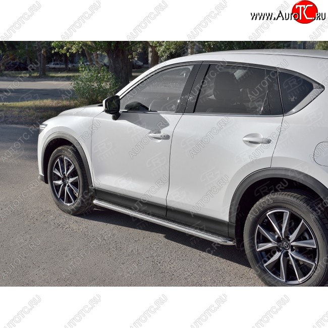 22 999 р. Широкая защита порогов с трубой диаметром 42 мм SLITKOFF v2 Mazda CX-5 KF (2016-2025)  с доставкой в г. Москва