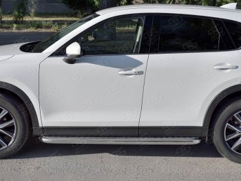 32 849 р. Защита порогов из круглой трубы диаметром 63 мм SLITKOFF v1 Mazda CX-5 KF (2016-2025)  с доставкой в г. Москва. Увеличить фотографию 3