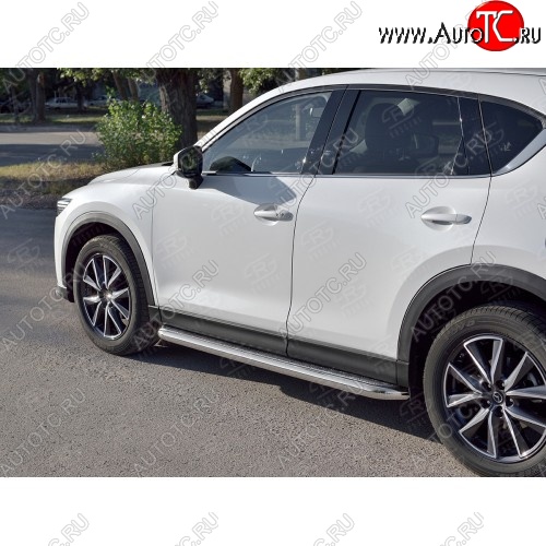 33 999 р. Порожки для ног (Ø63) SLITKOFF Mazda CX-5 KF (2016-2024) (лист - алюминий, профиль - сталь)  с доставкой в г. Москва