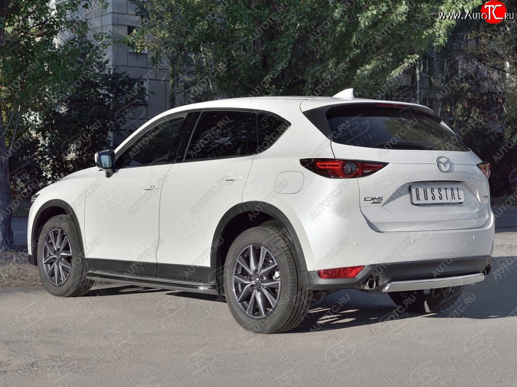 14 999 р. Защита заднего бампера (Ø75x42 мм, нержавейка) Russtal Mazda CX-5 KF (2016-2024)  с доставкой в г. Москва