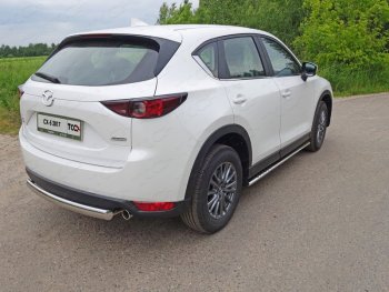 Защита заднего бампера (овальная короткая) ТСС (нержавейка d75х42 мм) Mazda (Мазда) CX-5 (ЦХ-5)  KF (2016-2024) KF