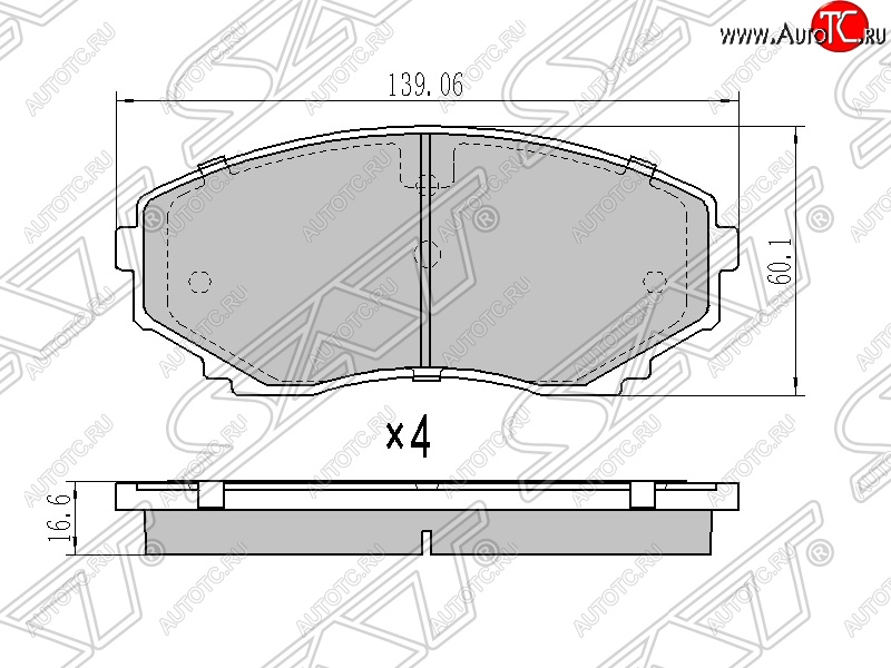 1 459 р. Колодки тормозные SAT (передние)  Mazda CX-7  ER (2006-2010), Mazda CX-9  TB (2007-2015), Mazda MPV  LY (2006-2016), Mitsubishi Pajero Sport  QE (2015-2021)  с доставкой в г. Москва