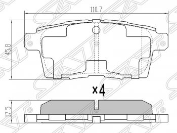 Колодки тормозные задние SAT Mazda MPV LY дорестайлинг (2006-2008)