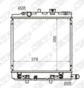 Радиатор двигателя SAT (пластинчатый, МКПП/АКПП, верхнее крепление) Mazda 2/Demio DW дорестайлинг (1996-1999)