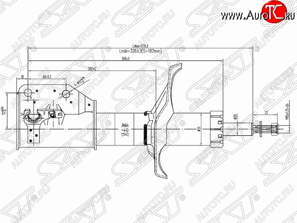 3 899 р. Правый амортизатор передний SAT  Mazda 323/Familia  седан - Premacy  с доставкой в г. Москва