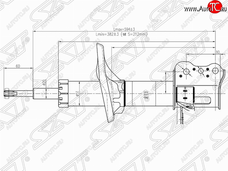 3 479 р. Правый амортизатор задний SAT Mazda 323/Familia седан BJ дорестайлинг (1998-2000)  с доставкой в г. Москва