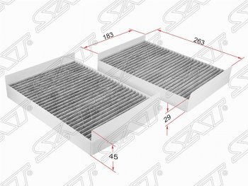 Фильтр салонный SAT (комплект, угольный, 263х183х45/29 mm)  CL class  C216, S class  W221