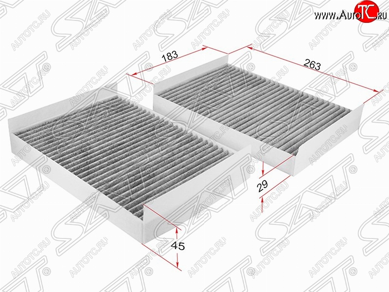 669 р. Фильтр салонный SAT (комплект, угольный, 263х183х45/29 mm)  Mercedes-Benz CL class  C216 - S class  W221  с доставкой в г. Москва