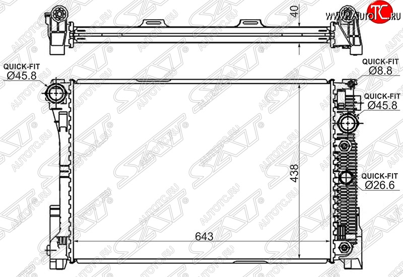 11 599 р. Радиатор двигателя SAT (пластинчатый, МКПП/АКПП) Mercedes-Benz C-Class W204 дорестайлинг седан (2007-2011)  с доставкой в г. Москва