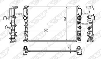 Радиатор двигателя SAT (пластинчатый, 2.0/2.0D/2.2D/2.3/2.4/2.8/3.0/3.2/3.5, МКПП/АКПП) Mercedes-Benz CLS class C219 (2004-2011)