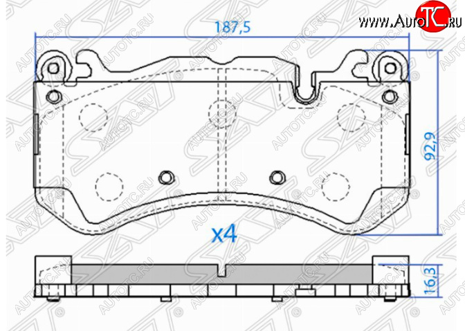 2 289 р. Комплект передних тормозных колодок SAT Mercedes-Benz GL class X166 дорестайлинг (2012-2016)  с доставкой в г. Москва