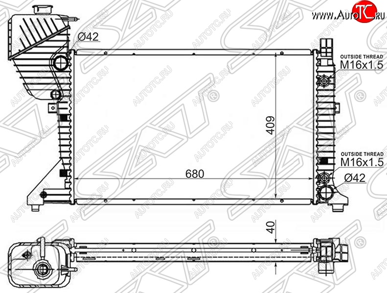 11 349 р. Радиатор двигателя SAT (трубчатый, АКПП) Mercedes-Benz Sprinter W906 рестайлинг (2014-2018)  с доставкой в г. Москва