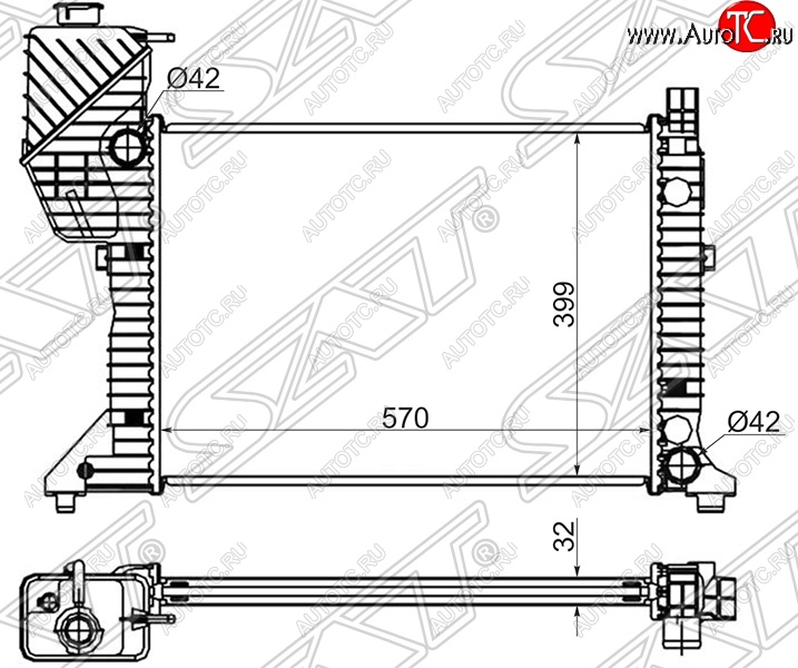9 499 р. Радиатор двигателя SAT (трубчатый, МКПП) Mercedes-Benz Sprinter W905 рестайлинг (2000-2006)  с доставкой в г. Москва