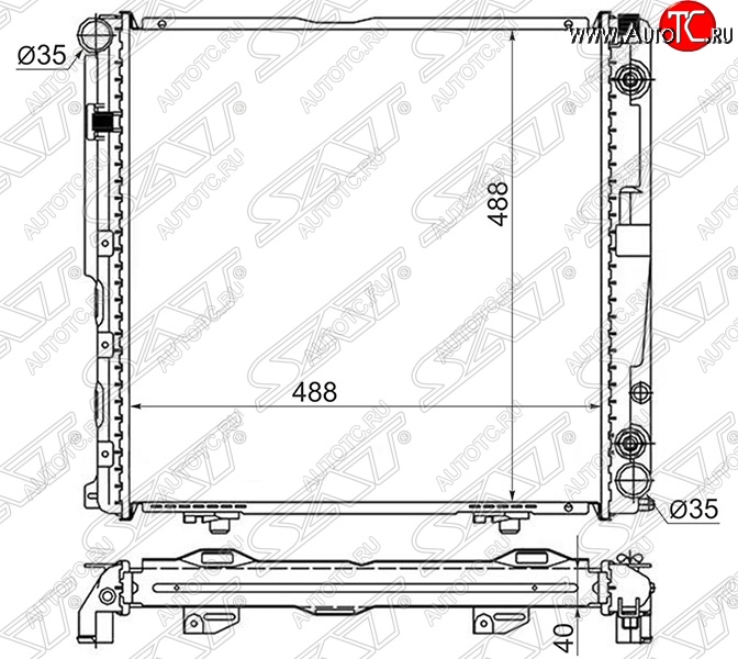 8 849 р. Радиатор двигателя SAT (пластинчатый, 2.0/2.2, АКПП)  Mercedes-Benz E-Class ( W124,  S124) (1984-1996) седан дорестайлинг, универсал рестайлинг  с доставкой в г. Москва